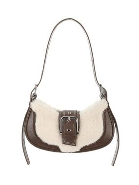 OSOI Brown & White Shearling Brocle Bag